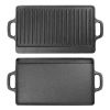 1Pack 16.54In Cast Iron Griddle Plate Reversible Grill Pan Double Sided Used W/ Handles For Gas Stove Ceramic Oven Campfire