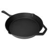 Pre-Seasoned Cast Iron Skillet Oven Safe Cookware Heat-Resistant Holder 12Inch Large Frying Pan Non-Stick Like Surface Cooking Frying Searing Baking