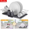 3Pcs Dish Drainer Drying Rack Set Kitchen Dish Rack Countertop Storage Rack W/ Plastic Cutlery Holder Drain Board