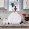 3Pcs Dish Drainer Drying Rack Set Kitchen Dish Rack Countertop Storage Rack W/ Plastic Cutlery Holder Drain Board