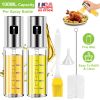 Olive Oil Sprayer 2Pcs Oil Dispenser Mister Refillable Stainless Steel Glass Vinegar Bottle W/ Measurement Oil Control Diet For Cooking Bbq Roast Sala
