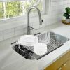 Extra Large Stretchable Roll Up Dish Drying Rack With 2 Removable Utensil Baskets Foldable Over Sink Stainless Steel Dish Drying Rack 12.59In To 23.22