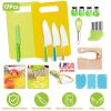 17Pcs Montessori Kitchen Tools Toddlers-Kids Cooking Sets Real-Toddler Safe Knives Set Kitchen Cookware Baking Toy Sets Educational Gift For 3-12 Year