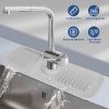 Faucet Splash Mat 14.56X5.51In Silicone Sink Drying Mat Water Drip Catching Tray Water Drainage Pad Sponge Soap Holder For Kitchen Bathroom Sink Fauce