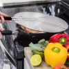 Grease Splatter Screen 13In Stainless Steel Fine Mesh Splash Mesh Shield Hot Oil Stopper W/ Resting Feet For Frying Pan Cooking Woks Skillets Pots Pan