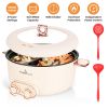 6L/1.59Gal Electric Hot Pot With Divider And Lid 2000W Stainless Steel With 2 Heat Settings Independent Control Overheat Protection Ladle & Slotted Sp