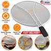 Grease Splatter Screen 13In Stainless Steel Fine Mesh Splash Mesh Shield Hot Oil Stopper W/ Resting Feet For Frying Pan Cooking Woks Skillets Pots Pan