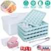 4 Packs Small Ice Cube Trays Mini Circle Ice Cube Tray Round Ice Ball Maker Mold With Lid Bin 132Pcs Ice Cubes For Chilling Drinks Coffee Juice Cockta