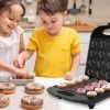 Mini Donut Maker Machine For Kids Snack Breakfast Desserts With 16 Doughnuts Holes Non Stick Coating Double-Side Heating Plates Overheating Protection