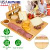 Bamboo Cheese Board Charcuterie Cheese Platter Board Serving Tray With Cutlery Set For Wedding Birthdays Christmas
