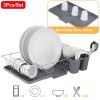 3Pcs Dish Drainer Drying Rack Set Kitchen Dish Rack Countertop Storage Rack W/ Plastic Cutlery Holder Drain Board