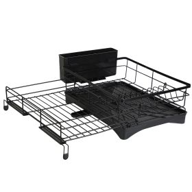 Retractable Dish Drying Rack Extra Large Dish Rack With Drainboard Utensil Holder For Countertop Over Sink Rustproof Expandable
