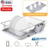 3Pcs Dish Drainer Drying Rack Set Drainer Drain Board Dish Rack K W/ Plastic Cutlery Holder Drain Board