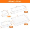 25Pcs Clear Plastic Drawer Organizers Set 4 Sizes Desk Drawer Dividers Trays Storage Bins For Vanity Cabinet Makeup Bathroom Office Kitchen Bedroom Je