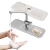 Faucet Splash Mat 14.56X5.51In Silicone Sink Drying Mat Water Drip Catching Tray Water Drainage Pad Sponge Soap Holder For Kitchen Bathroom Sink Fauce