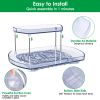 2 Tier Turntable Organizer Rectangular Refrigerator Spinner Storage Rack With 360° Rotatable Slide Rail For Kitchen Cabinet Countertop