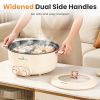 6L/1.59Gal Electric Hot Pot With Divider And Lid 2000W Stainless Steel With 2 Heat Settings Independent Control Overheat Protection Ladle & Slotted Sp