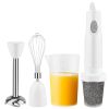 3-In-1 Immersion Hand Blender Multifunctional Stick Blender Mixer Grinder W/ Stirring Steel Blades 600Ml Mixing Beaker Milk Frother Egg-Whisk For Baby