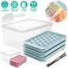 4 Packs Small Ice Cube Trays Mini Circle Ice Cube Tray Round Ice Ball Maker Mold With Lid Bin 132Pcs Ice Cubes For Chilling Drinks Coffee Juice Cockta