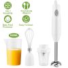 3-In-1 Immersion Hand Blender Multifunctional Stick Blender Mixer Grinder W/ Stirring Steel Blades 600Ml Mixing Beaker Milk Frother Egg-Whisk For Baby