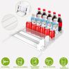 Drink Organizer For Fridge Spring Loaded Beverage Dispenser Width Adjustable Drink Holder With Automatic Pusher Glide 5 Rows Hold Up To 25 Cans Bottle