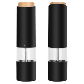 2Pcs Electric Salt And Pepper Grinder Battery Powered Salt Mill Sets With Adjustable Coarseness One Hand Easy Operation Visible Refilling Bottle