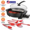 6L Electric Hot Pot With Divider 1100W Dual-Flavor Pot Shabu Shabu Pot Non-Stick With 5-Temp Control For Shabu Shabu Fondue Perfect For Family Gatheri