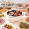 6L/1.59Gal Electric Hot Pot With Divider And Lid 2000W Stainless Steel With 2 Heat Settings Independent Control Overheat Protection Ladle & Slotted Sp