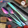 4-Piece Flatware Set Stainless Steel Silverware Cutlery Kitchen Utensil Set W/ Fork Knife Tea Spoon For Home Kitchen Hotel Restaurant