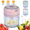 Mini Electric Garlic Chopper 8.45Oz Cordless Garlic Mincer Food Chopper Rechargeable Food Blender Chili Nut Onion Pepper Meat Ginger Baby Food