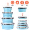 4Pcs Collapsible Bowls With Lids, Silicone Folding Food Storage Containers, Space Saving Camping Bowls, Microwave & Freezer & Dishwasher Safe Meal Pre