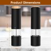 2Pcs Electric Salt And Pepper Grinder Battery Powered Salt Mill Sets With Adjustable Coarseness One Hand Easy Operation Visible Refilling Bottle