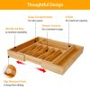 Bamboo Drawer Divider Kitchen Expandable Cutlery Tray Organizer Utensil Holder W/ Grooved Dividers