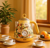 Luxury Hand-Painted Electric Kettle with Retro Thermometer Display, 1850W SUS304 Stainless Steel, 2.0L Capacity, BPA-Free