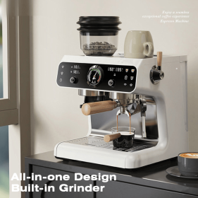 PSH7B-EU  Semi-automatic Coffee Grinder with 20Bar Dual Boiler System, 58mm Grounding Hammer, 30-grit setting, 250g Bean Storage