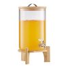 Beverage Dispenser, 2.2 Gallon Drink Dispensers for Parties, Glass Juice Dispenser with Wood Stand, Stainless Steel Spigot