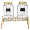 Beverage Dispenser, 2 Pack 2 Gallon Drink Dispensers for Parties, Glass Juice Dispenser with Metal Stand, Stainless Steel Spigot, Infuser