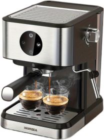 IAGREEA Espressomaschine 20 Bar, Professioneller Espressokocher mit Milchaufschäumer Dampfstab, 1,417.5 g Abnehmbarer Wassertank