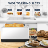 4-piece ultra-wide long-slot toaster, red dual-control toaster with 4×1.5-inch slots, anti-clogging design, 6-level baking temperature adjustment