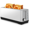 4-piece ultra-wide long-slot toaster, red dual-control toaster with 4×1.5-inch slots, anti-clogging design, 6-level baking temperature adjustment