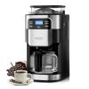 Coffee Maker with Grinder, 12 Cup Coffee Machine, Grind and Brew Coffee Maker with 3 Brew Strength Control, 24-Hour Timer for Auto Brew