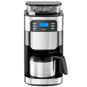 Coffee Maker with Grinder, 8 Cup Coffee Machine, Grind and Brew Coffee Maker with 3 Brew Strength Control, 24-Hour Timer for Auto Brew