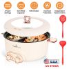 6L/1.59Gal Electric Hot Pot With Divider And Lid 2000W Stainless Steel With 2 Heat Settings Independent Control Overheat Protection Ladle & Slotted Sp