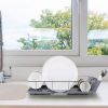 3Pcs Dish Drainer Drying Rack Set Kitchen Dish Rack Countertop Storage Rack W/ Plastic Cutlery Holder Drain Board