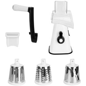Hand Rotary Vegetable Mandoline Slicer Manual Rotary Fruit Cutter Cheese Grater Grinder Chopper Shredder W/ 3 Stainless Steel Drums Strong Suction Bas