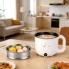Electric Hot Pot With Steamer 1.8L Mini Portable Hot Pot With 300W 600W Dual Power For Egg Fried Rice Ramen Oatmeal Soup Overheat Protection For Colle