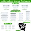 44Pieces Plastic Food Storage Containers With Lids Airtight Leak-Proof Reusable Meal Prep Containers Lunch Container With Labels Marker For Kitchen St
