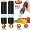 2Pcs Electric Salt And Pepper Grinder Battery Powered Salt Mill Sets With Adjustable Coarseness One Hand Easy Operation Visible Refilling Bottle