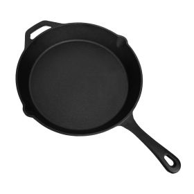 Pre-Seasoned Cast Iron Skillet Oven Safe Cookware Heat-Resistant Holder 12Inch Large Frying Pan Non-Stick Like Surface Cooking Frying Searing Baking