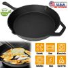 Pre-Seasoned Cast Iron Skillet Oven Safe Cookware Heat-Resistant Holder 12Inch Large Frying Pan Non-Stick Like Surface Cooking Frying Searing Baking